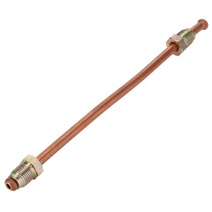 The AGCO | BRAKE PIPE - D28981840, a copper brake line with fittings on both ends, is displayed against a white background. However, no additional information regarding its specifications is provided.