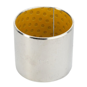 A robust cylindrical metal bushing from AGCO, the Bush - Acp0501130, featuring a yellow, perforated interior for enhanced functionality.