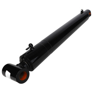 The AGCO hydraulic cylinder, model AL60012121, features a sleek black design with two mounting points, one at each end. Currently, there is no detailed product description available for this item.