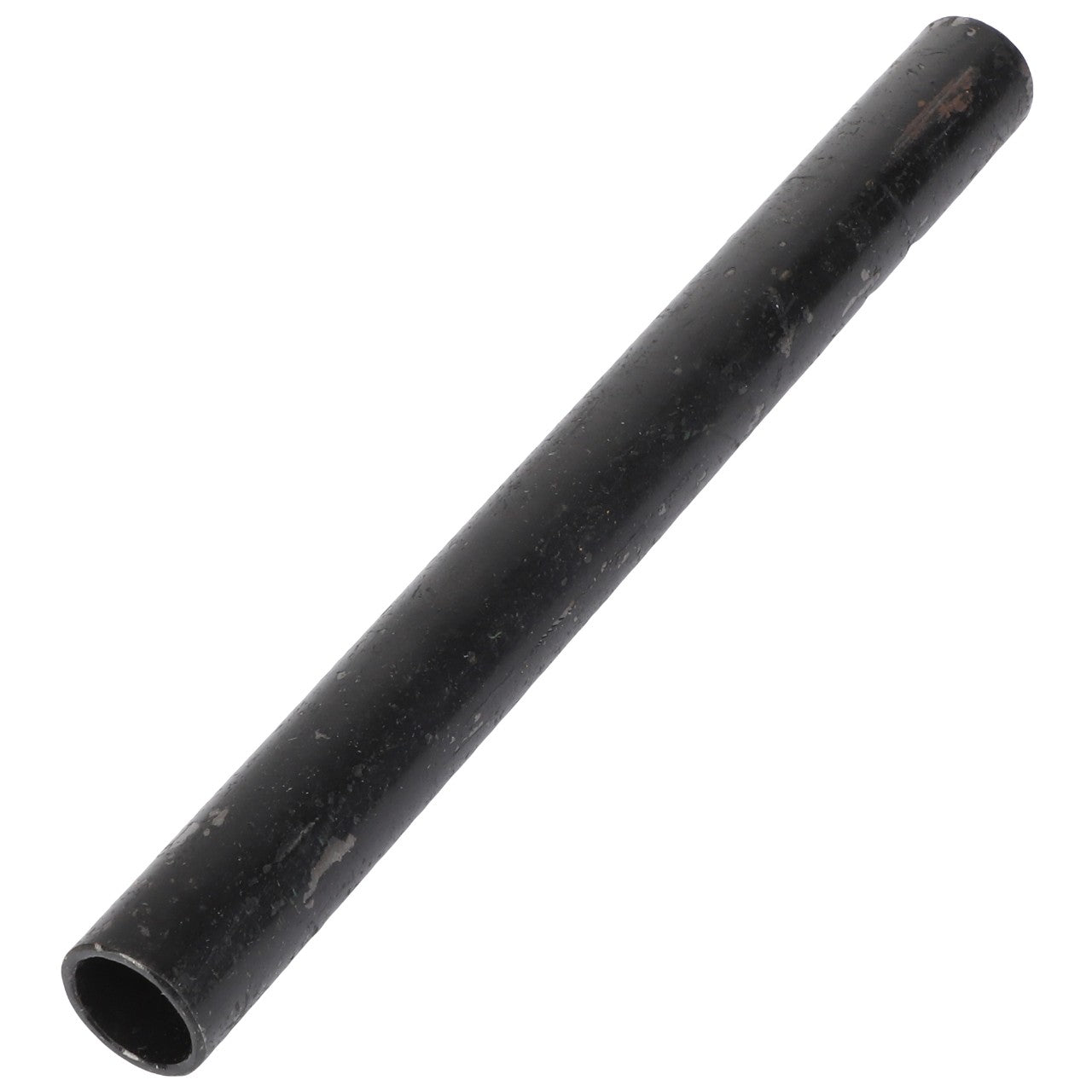 A black cylindrical metal sleeve with a slightly worn surface, viewed against a white background. Product Name: AGCO | SLEEVE - E64107 by AGCO. Further product description information is currently unavailable.