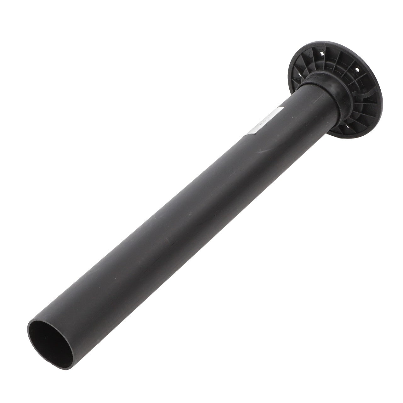 Product Name: AGCO | Black plastic pipe with flanged end isolated on white background, potentially used in plumbing or industrial settings. 
Brand: AGCO
Model: Bat Tube - Fel103229

