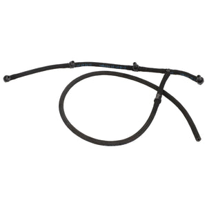 The AGCO | Fuel Line - Acp0310310 is a durable black automotive hose assembly, featuring several connected sections and precision fittings, meticulously designed for efficient fluid transfer in vehicle systems.