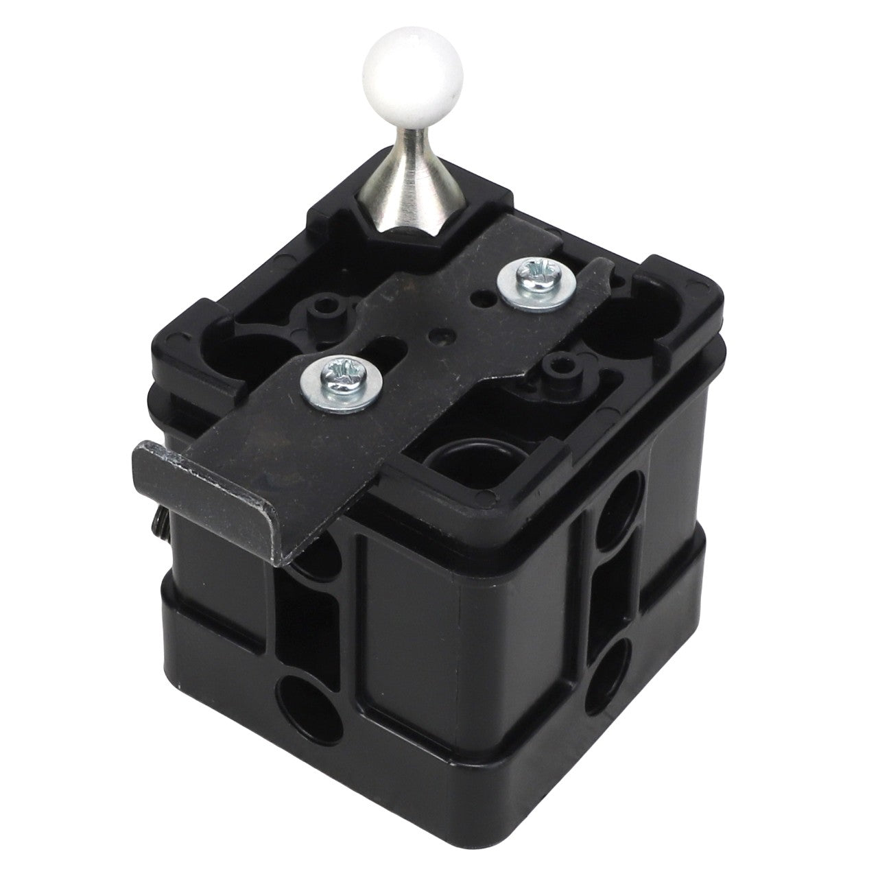 The AGCO | Casing - Acp0513240 is a black, rectangular electrical control switch featuring a white, round-topped lever and two metal screws. Currently, there is no product description available.
