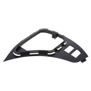 The AGCO Frame - Acp0319380 is a black plastic dashboard trim piece featuring two rectangular cutouts and a semi-oval opening. Currently, there is no product description available for similar items.