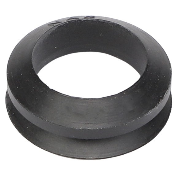 A black rubber grommet with a circular shape and a raised outer edge, currently labeled as AGCO | V-RING SEAL - AG524139 from the brand AGCO, with no product description information available.