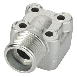 The AGCO Flange (Acp0222480) is a metallic component with four bolt holes and a threaded cylindrical extension on one side.