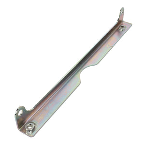 The AGCO Angle Bracket - Acw7302320 is a metallic bracket with two mounting holes on each end and a central cutout. It features a flat, elongated shape with a slight curvature along its length. No current product description information is available.