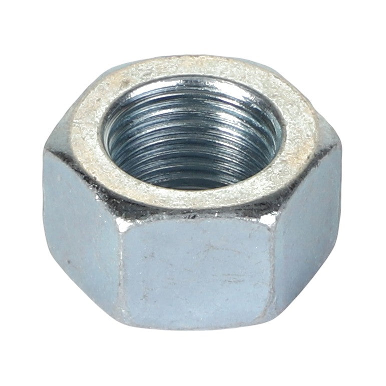 A close-up image of a hexagonal metal nut with internal threading, typically paired with the AGCO Hexagonal Head Bolt (Model AG561400) for fastening purposes. Current product description information is not available from AGCO.