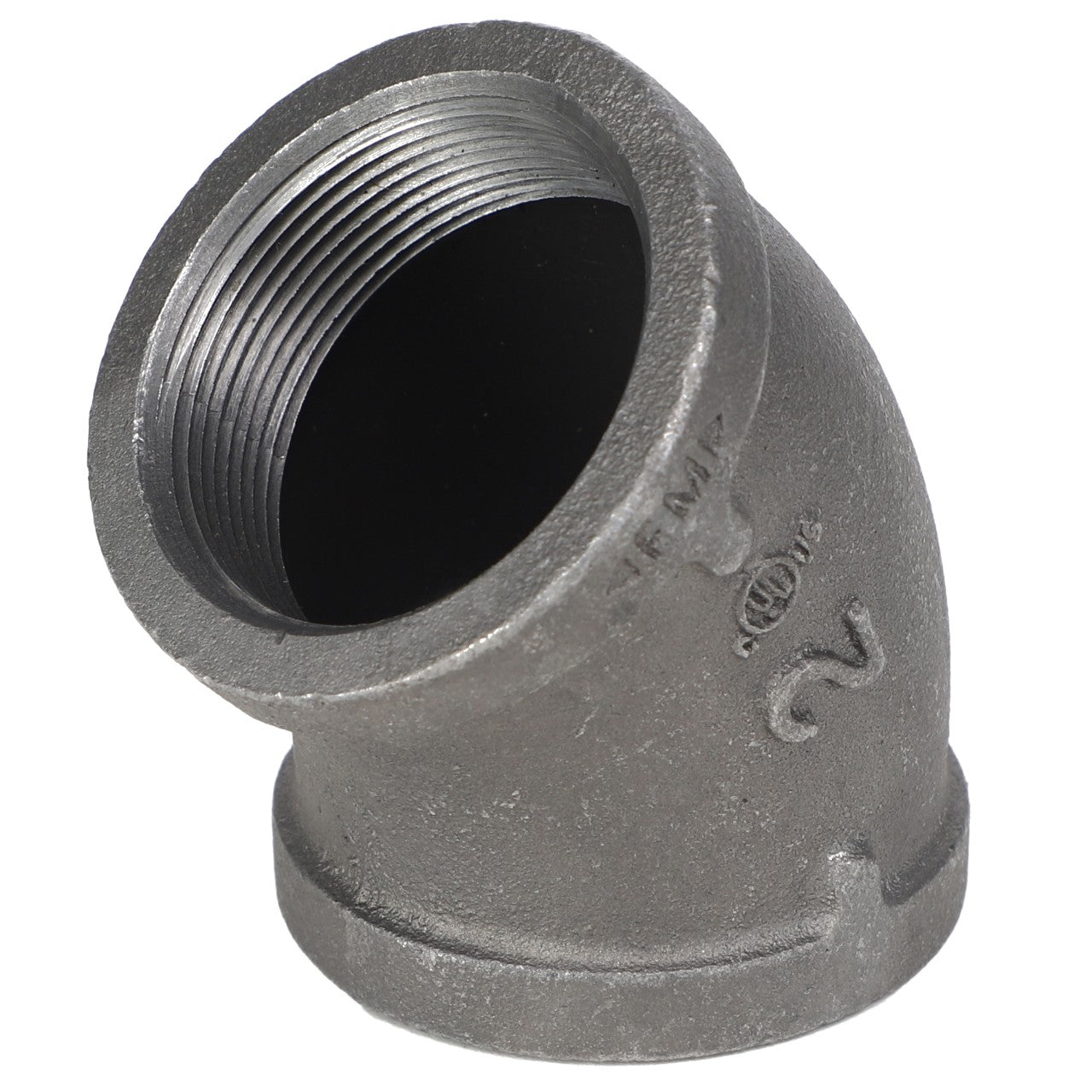 The AGCO ELBOW - AG556998 is a metal elbow pipe fitting with threaded ends, designed for connecting pipes at a 45-degree angle. No additional product description information is available at this time.