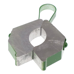 No current product description available for the AGCO Cylinder Stop - Acp0120530, featuring a green and silver metal hexagonal clamp with a circular opening and a flexible handle.