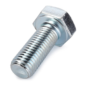 A close-up image of the AGCO | Screw - La15970721 metallic hex bolt with a threaded shaft, showcasing fine details and precision. No current product description available.