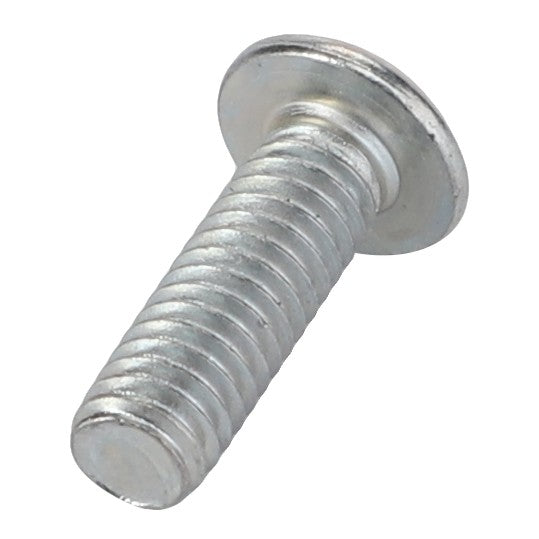 Close-up of the AGCO Button Head Screw - Acw1818250, a silver, threaded bolt with a flat, circular head, against a white background.