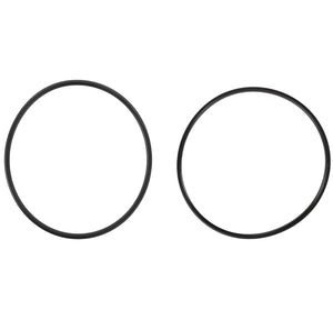 Two black rubber O-rings from the AGCO Seals Kit - Acp0441350 are arranged side by side on a white background, but there is no information available in the product description to identify relevant SEO keywords.