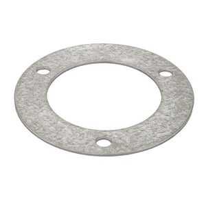 The AGCO Shim - La321944750 is a flat, circular metallic washer featuring three evenly spaced holes surrounding the central opening. No additional product description information is available for this item at present.