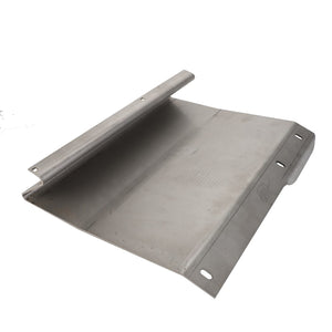 No current product description information is available for the AGCO DEFLECTOR - D46150532, a metal sheet bent at an angle to resemble a small rectangular ramp with two mounting holes on both sides.