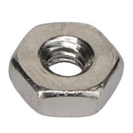 A close-up of the AGCO HEX NUT - AG518673, featuring six flat sides and an internal threaded hole. Please note that no current product description information is available for this item from AGCO.