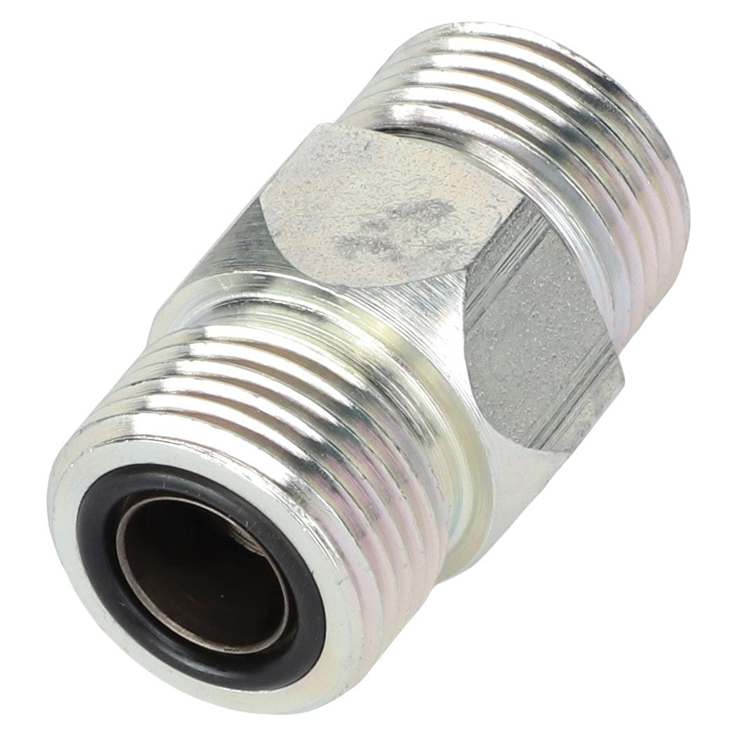 Introducing the AGCO | Check Valve - Acx2761840, a superior metallic threaded pipe connector equipped with a durable rubber seal, expertly designed to ensure a secure and leak-proof junction between two pipes.