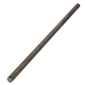 The AGCO Hex Shaft - Fel152268, a sleek and slender hexagonal metal rod featuring a small hole near one end, is displayed on a white background. No additional product description is currently available.