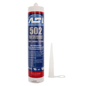 A tube of AGCO SEALANT - ACW0839020, placed beside a nozzle tip. Usage specifications and product features are printed on the label. Please note that no current product description information is available beyond what you see here.