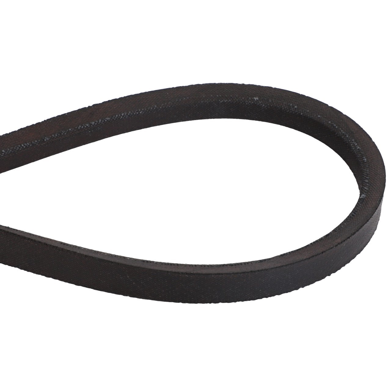 A close-up of the AGCO | BELT - CG350620001, a black rubber V-belt with a trapezoidal cross-section from the AGCO brand.