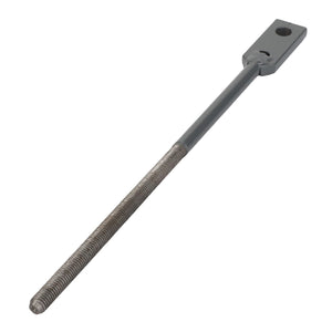 The AGCO | SPINDLE - D28782790 is a metal threaded rod featuring a rectangular attachment on one end and a hole for a bolt. No current product description information is available.