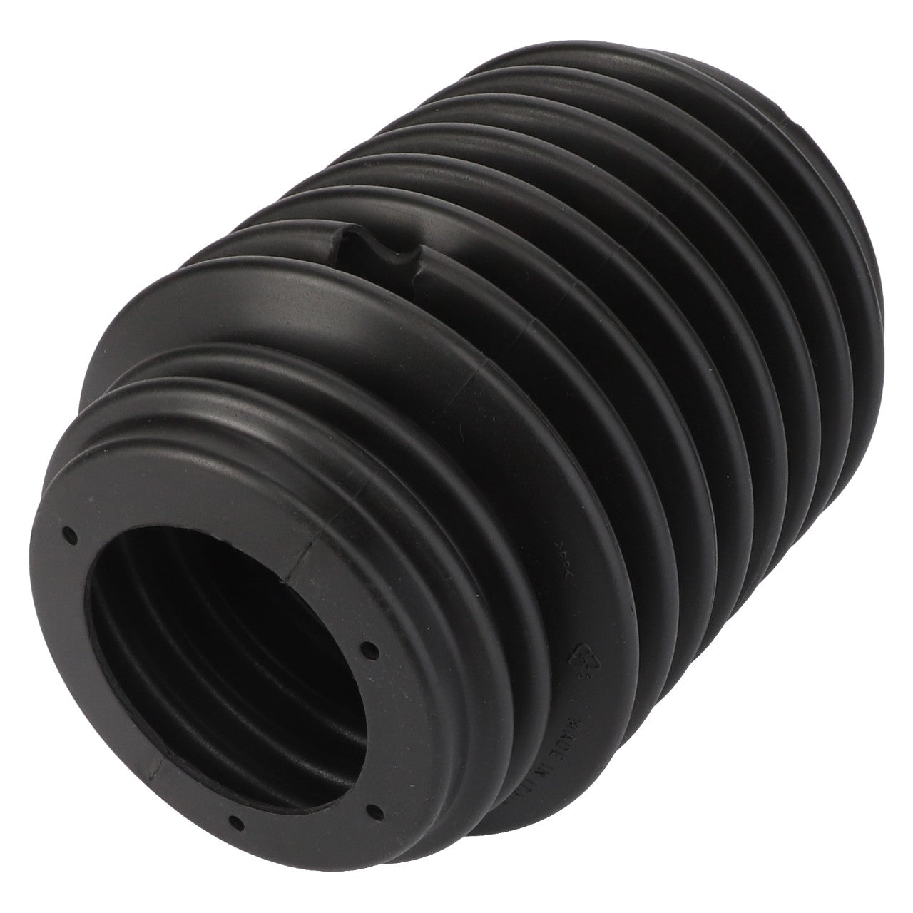 The product is the AGCO Gaiter - Fel103217, a black, cylindrical rubber bellow featuring multiple ridges and an open end; currently, there is no detailed product description available.