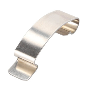 The AGCO | Clip - Acw0316140 by AGCO is a metallic spring clip featuring a unique curved, flat design with two extended ends, perfect for securing components efficiently. This practical and reliable product stands as an exemplary choice in precision engineering.