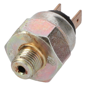 The AGCO | BRAKE SENSOR - D45908300 from AGCO features a metal threaded design and includes two brass terminals. There is currently no additional product description information available.