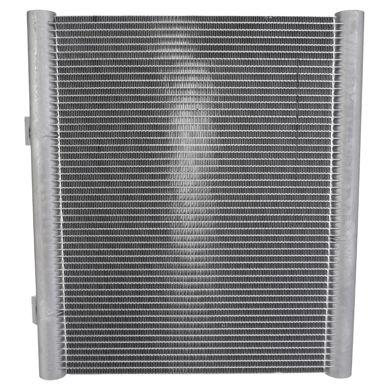 The AGCO | Condenser - Acp0221950 by AGCO is an automotive radiator that features a metal grille and two cylindrical side supports. Currently, there is no further product description available for this item.