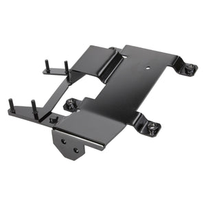 The AGCO Bracket - Acw1239020 is a black metal mounting bracket featuring several attachment points and screws.