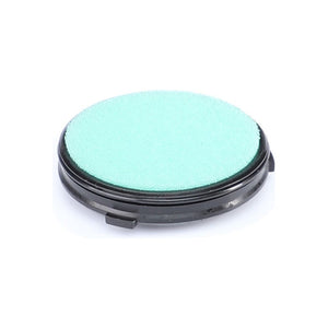 A round teal-colored sponge pad with a black plastic base, crafted from high-grade materials, known as the "End Cap - 500143D1" by AGCO.