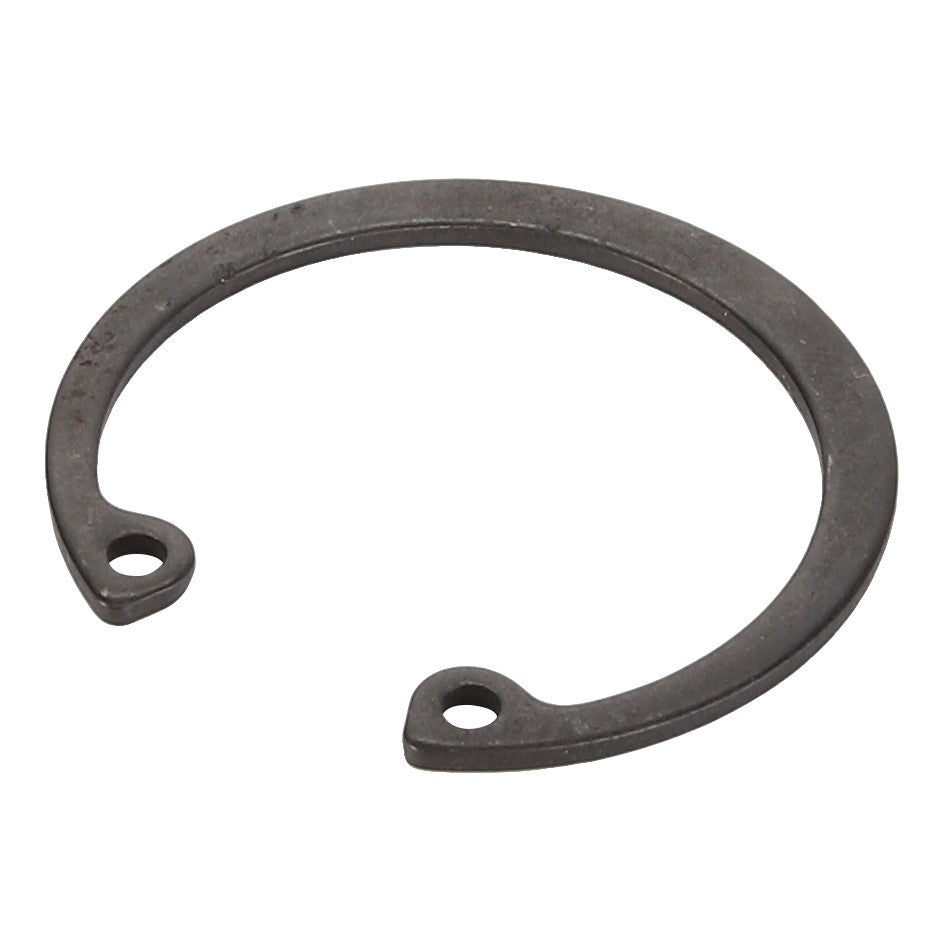 The AGCO | CIRCLIP - ACY9300100 is a metal retaining ring with two holes at the ends, ideal for securing components in place. No current product description information available.