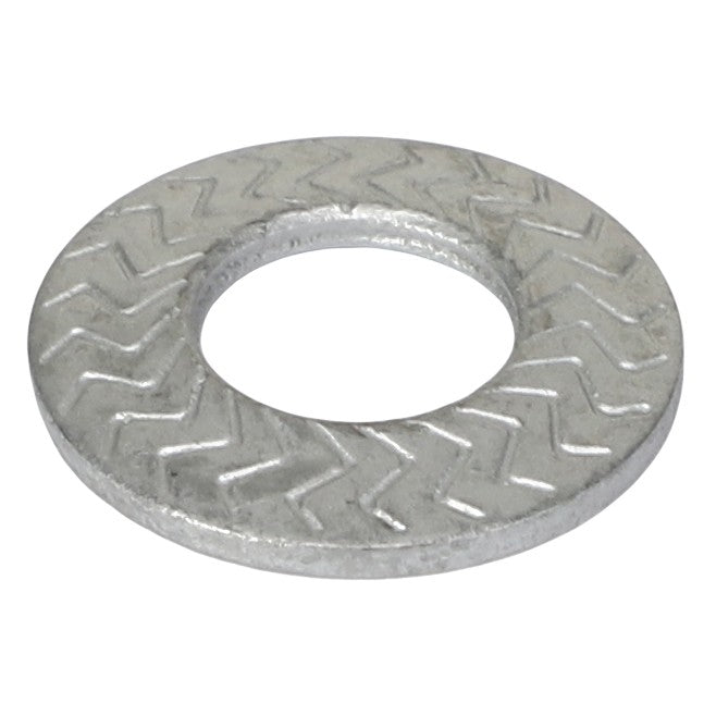 A metal washer called the AGCO | Lockout Disc - 0911-58-10-00, featuring a textured zigzag pattern on its surface, designed to fit seamlessly into Fendt machinery.