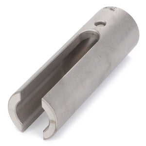 The AGCO SLIDE - V30496720, a cylindrical metal part featuring a lengthwise slot and punctuated by a hole near one end.