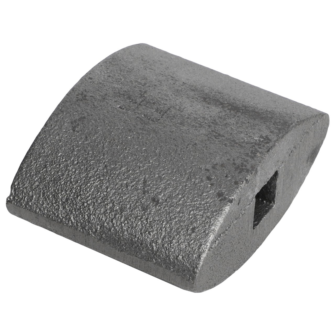 The AGCO Slide - 300041 is a gray, curved metal piece with a square hole, designed as a mechanical or industrial component.