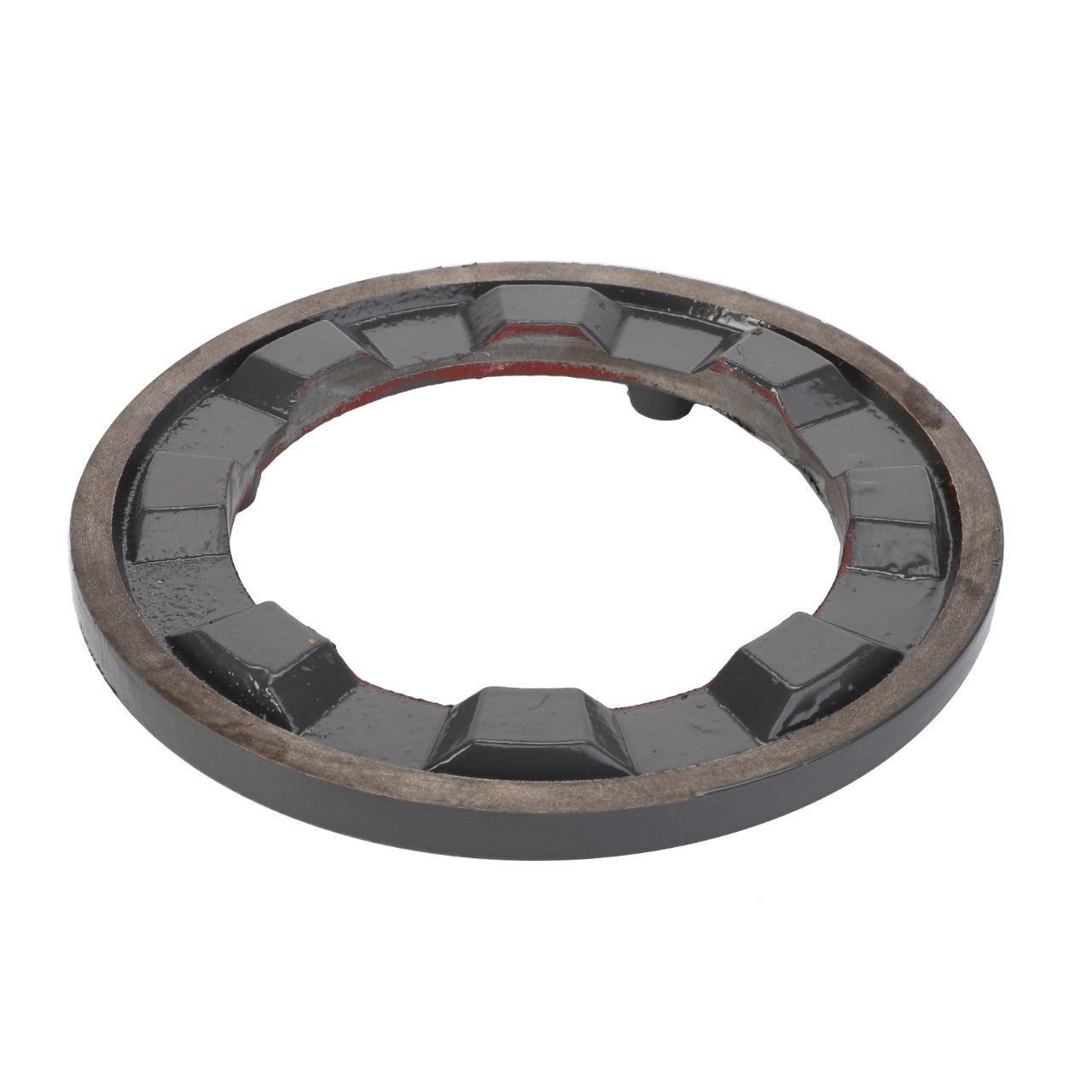 The AGCO | Ring - La322114250 is a circular metal machine part featuring an open center and a toothed inner edge, suitable for various Massey Ferguson Models like the MF 7345 S MCS.