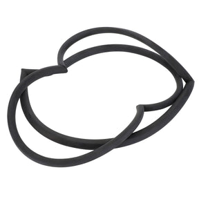 A left-hand seal (AGCO | 3900619M1) by AGCO, designed with a black, abstract, interlocking loop pattern on a white background, reminiscent of the sleek design found in Fendt models.