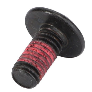 A close-up image of an AGCO Button Head Screw - Acw1793620, a black metal bolt with red threadlocker partially applied to the threads. No current product description information is available.