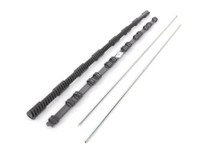 No current product description: The AGCO | Concave Beam Attachment Kit - Acw0711930, featuring two black camshaft parts and two silver metal rods, is displayed against a white background.