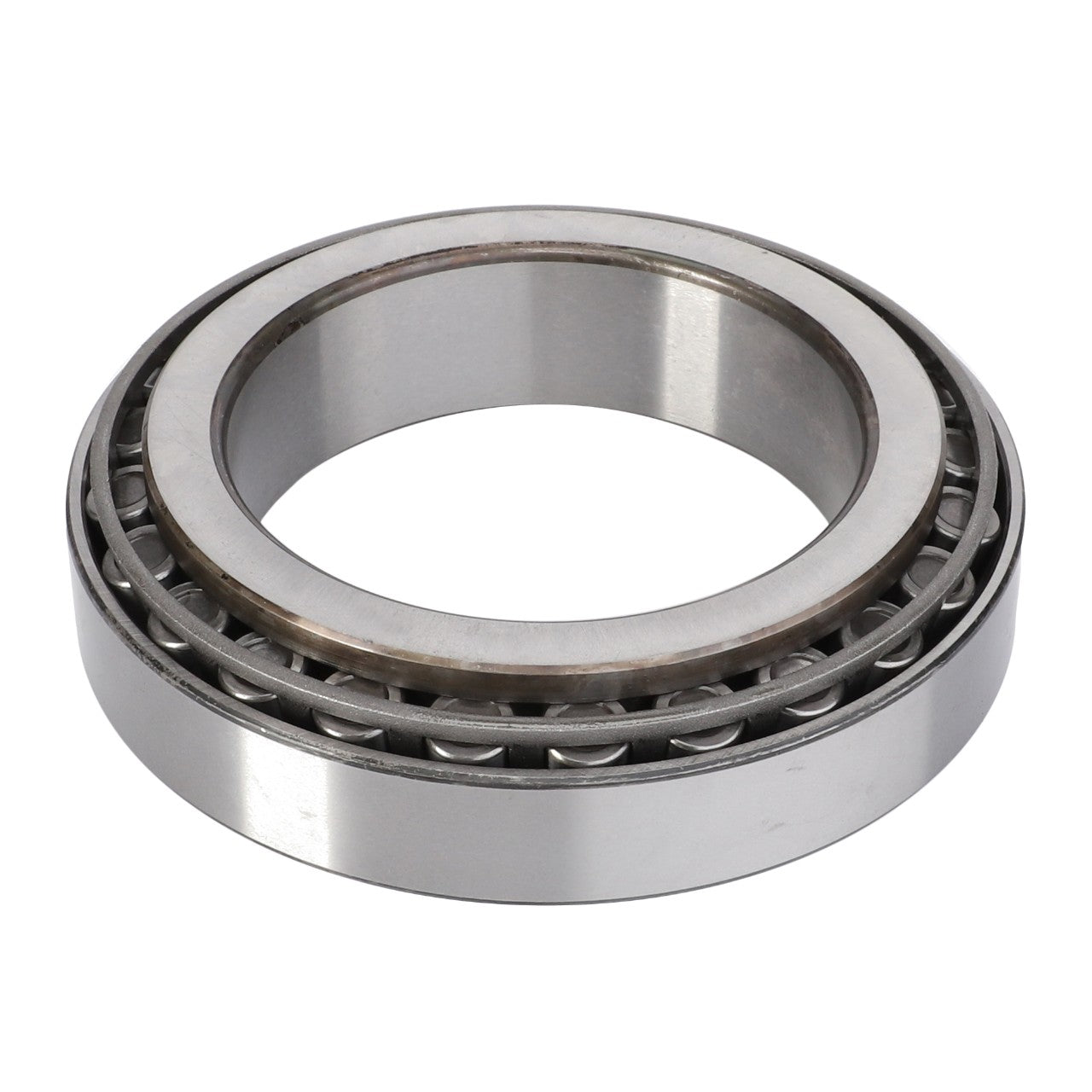 The AGCO | Taper Roller Bearing - X619046300000, designed by AGCO, features an inner and outer ring with conically shaped rollers arranged between them, ideal for handling high radial loads.