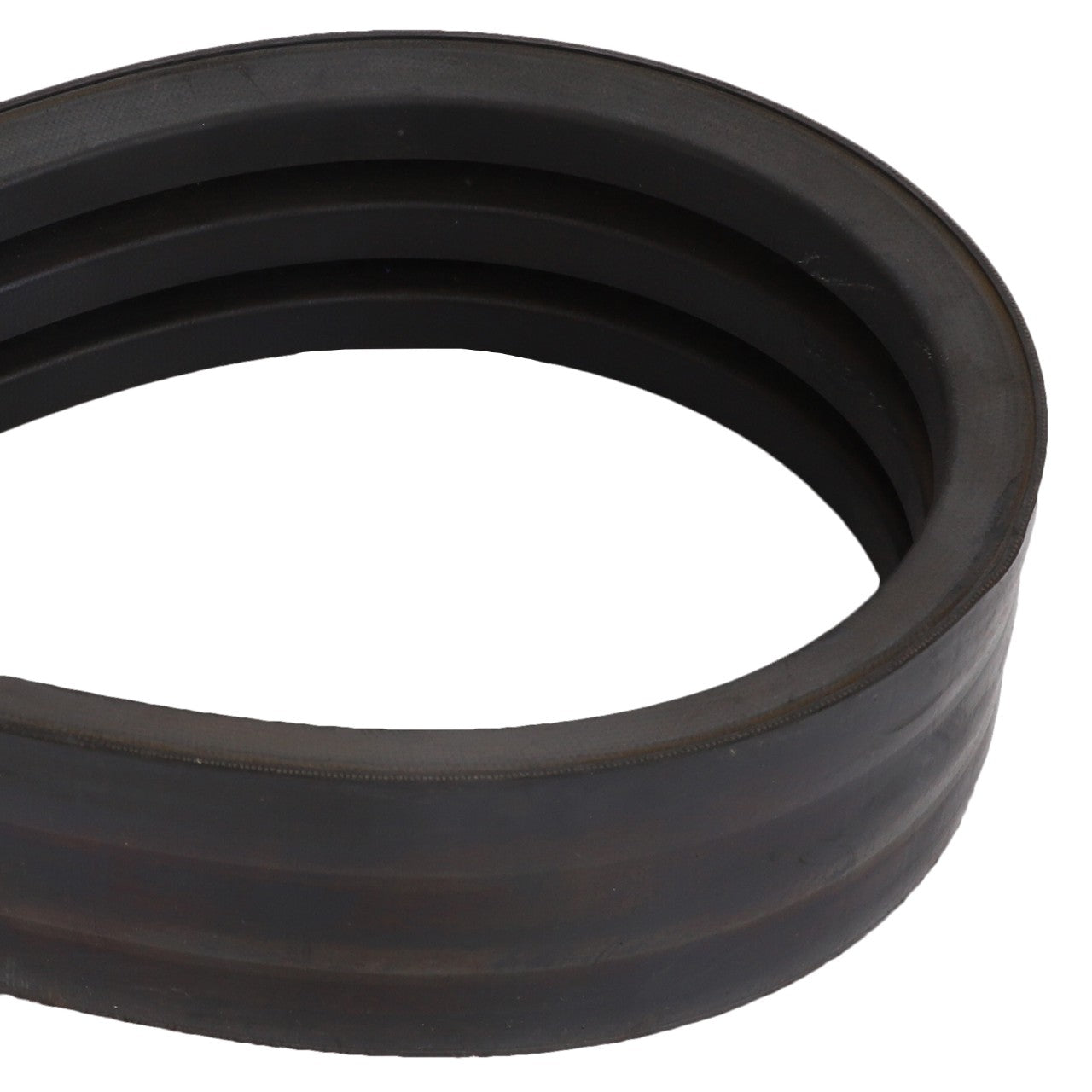 Close-up of the AGCO | BELT - D41994600, featuring a black rubber gasket with a circular shape and ridged surface. No current product description information is available.