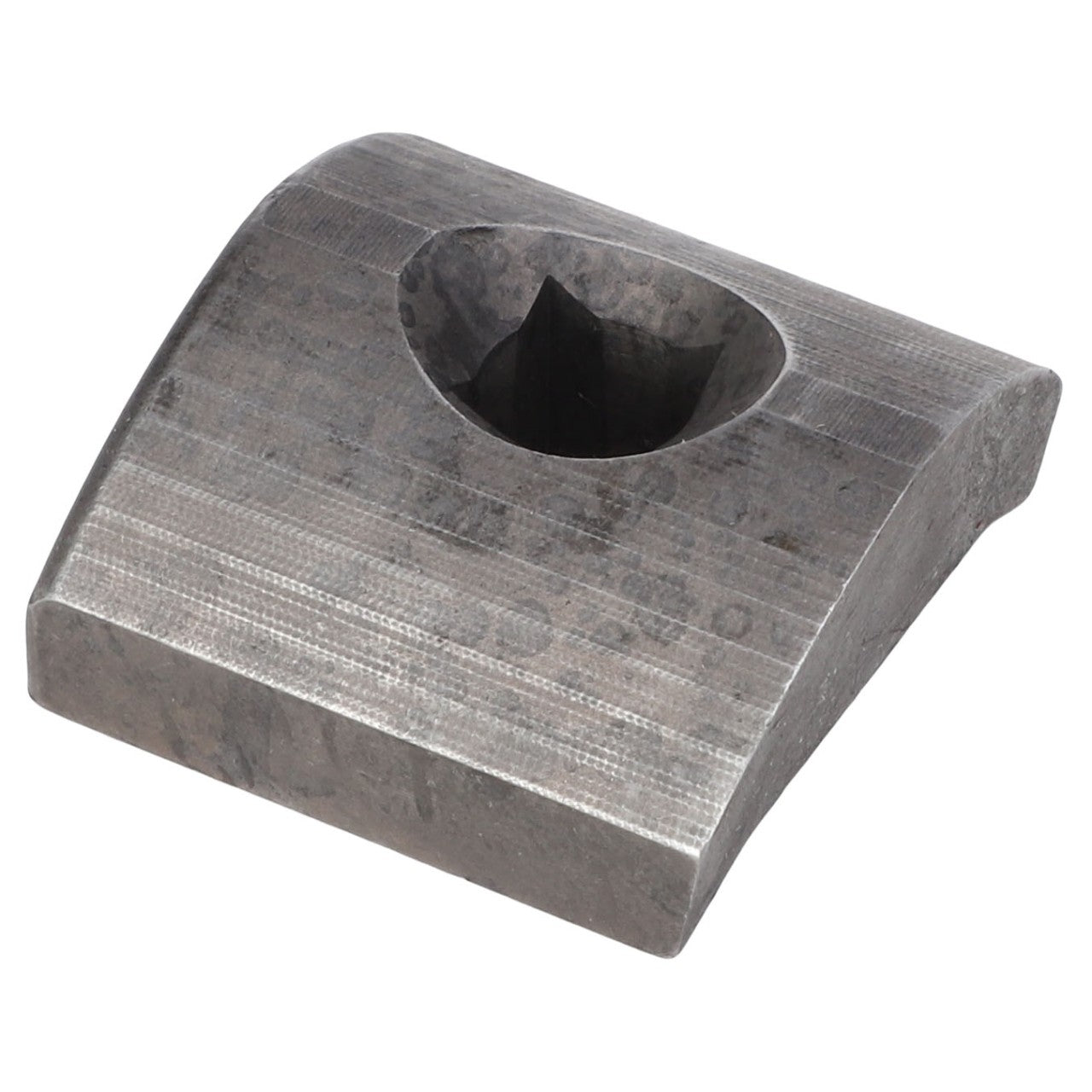 The AGCO | Claw - 112609W1, a metallic, rectangular, concave block manufactured by AGCO, has no information available regarding the central circular indentation.