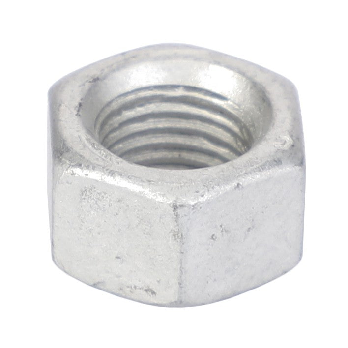 A close-up image of the AGCO Hex Nut - Y704304, showcasing its threaded interior made from durable materials. This essential tool is perfect for any mechanical project.