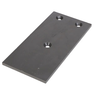 The AGCO Wear Plate - Acx2478220 is a rectangular metal plate that features three countersunk holes arranged in a triangular pattern.