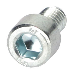 Close-up of the AGCO | Allen Head Screw - Acp0444290, a silver hex socket cap screw with a cylindrical head and an internal hexagonal drive. No Current Product Description Available.