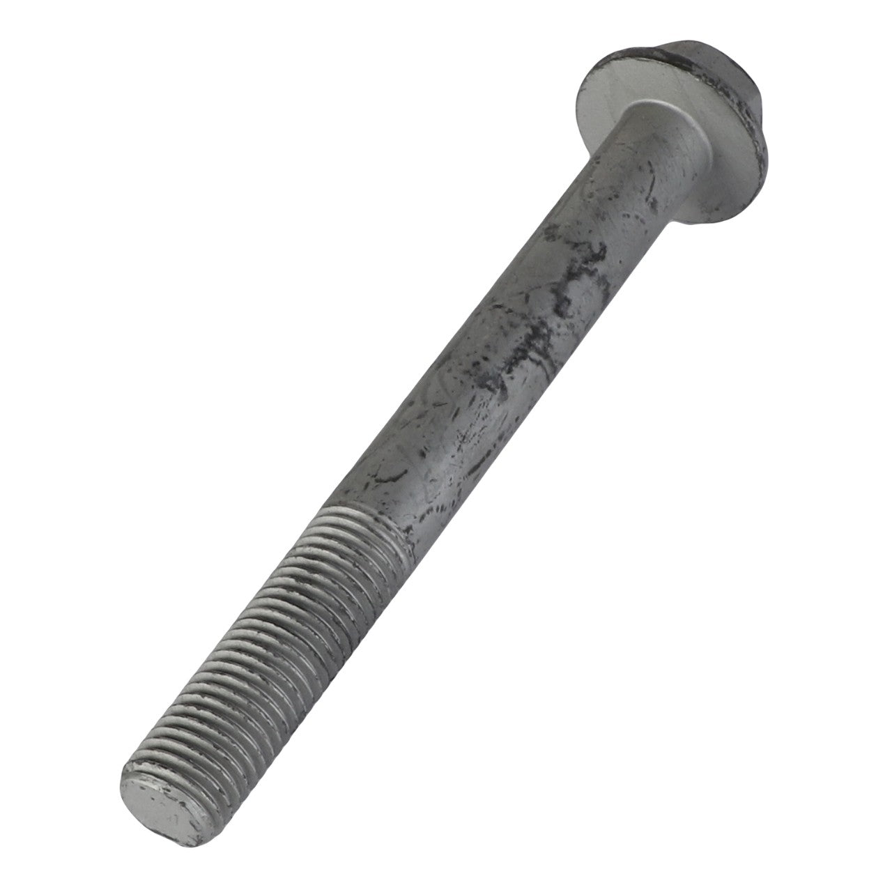 The AGCO Hexagon Flange Bolt - 3009268X1, featuring a silver, metal construction with threading on one end and a hexagonal head on the other, offers a sturdy build ideally suited for various mechanical applications.