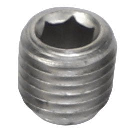 A close-up of the AGCO Orifice Plug - Acx2382670, featuring a hexagonal socket head and threaded body. No current product description available.