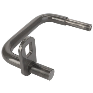 A grey, metallic hitch pin with a right-angle bend and a rectangular loop for securing, labeled as AGCO | Axle - Fel15136409 from the brand AGCO, is displayed against a white background.