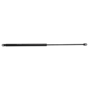 The AGCO | Gas Strut - La240000018 is a black gas strut featuring mounting holes on both ends, making it ideal for supporting and dampening applications in various settings.