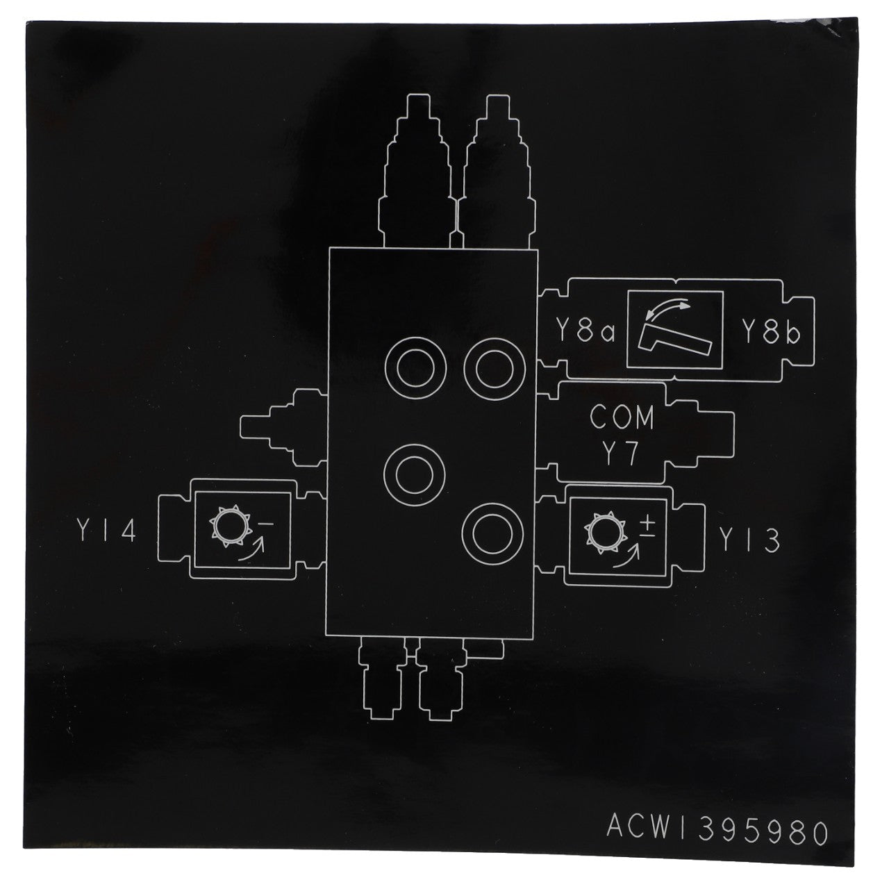 Diagram of a component labeled with multiple connections, including Y8a, Y8b, Y13, Y14, and Y7. The code ACW1395980 is printed at the bottom right, identifying it as the AGCO Decal - Acw1395980 from the AGCO brand.